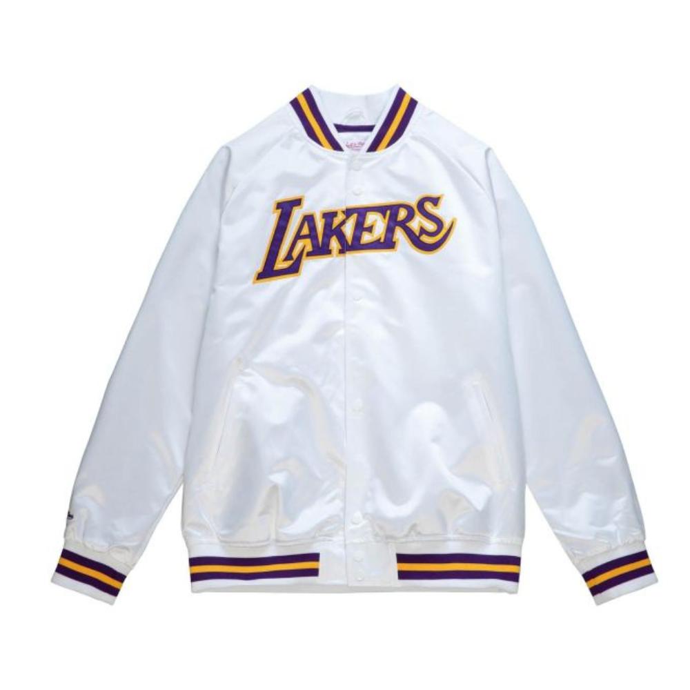 Foto 2 pulgar | Chamarra Mitchell & Ness Lightweight Satin Ángeles Lakers Blanca para Hombre