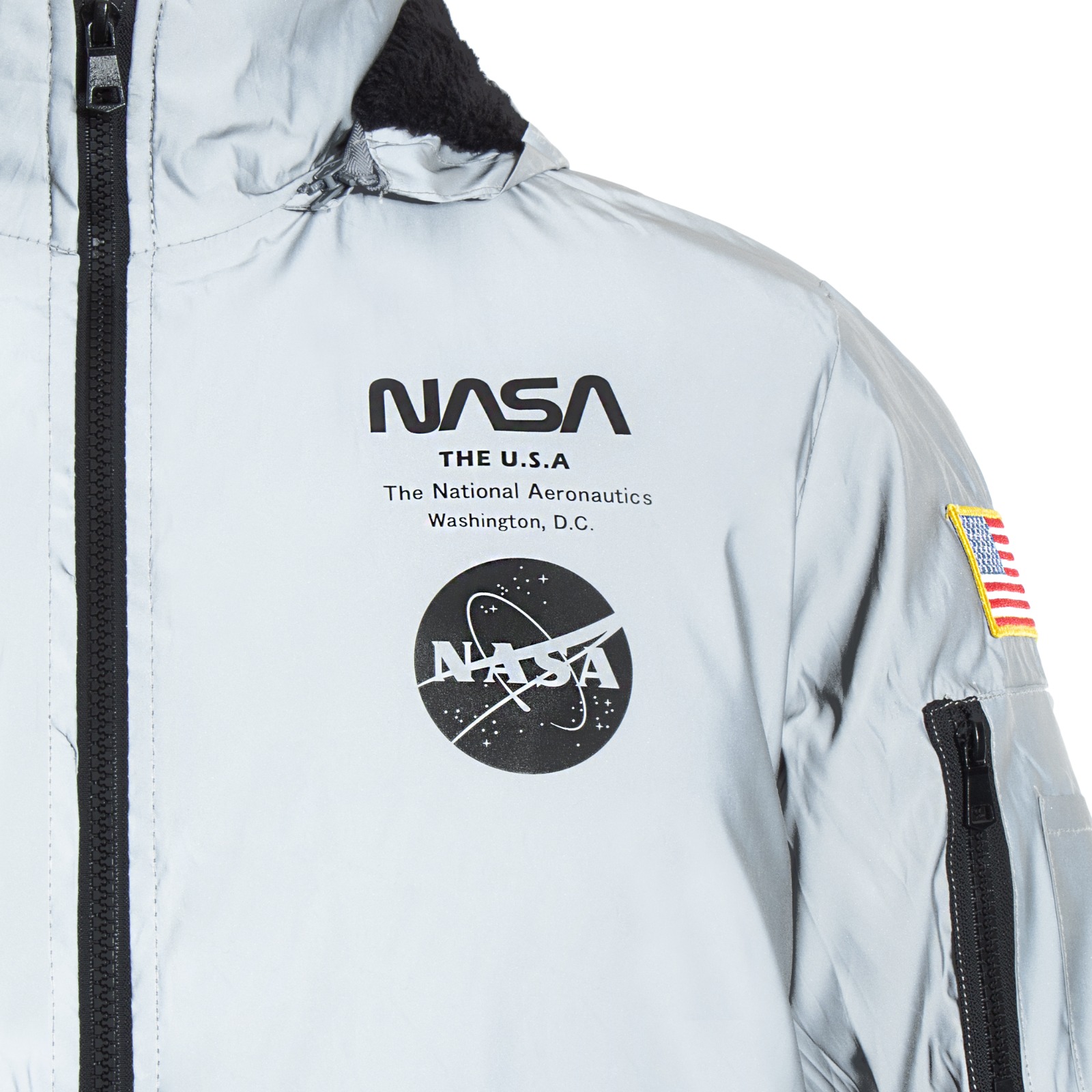 Foto 4 | Chamarra Capitonada Juvenil Con Logo De La Nasa Con Gorro  - Estilo Y Tecnología Espacial A Tu Alcance