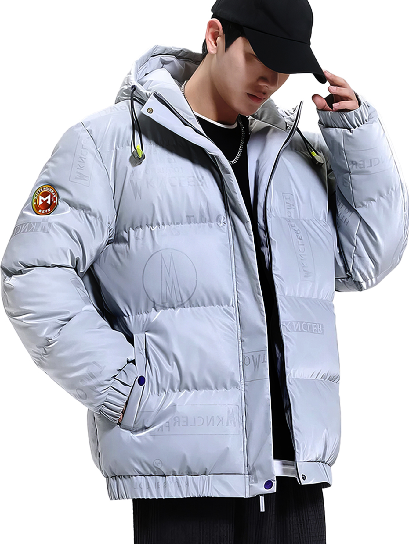 Foto 3 pulgar | Chamarra Shendy Vendy Impermeable Premium Térmica de Invierno Plateada para Hombre