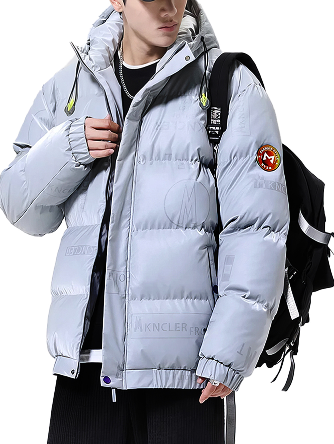 Foto 4 pulgar | Chamarra Shendy Vendy Impermeable Premium Térmica de Invierno Plateada para Hombre