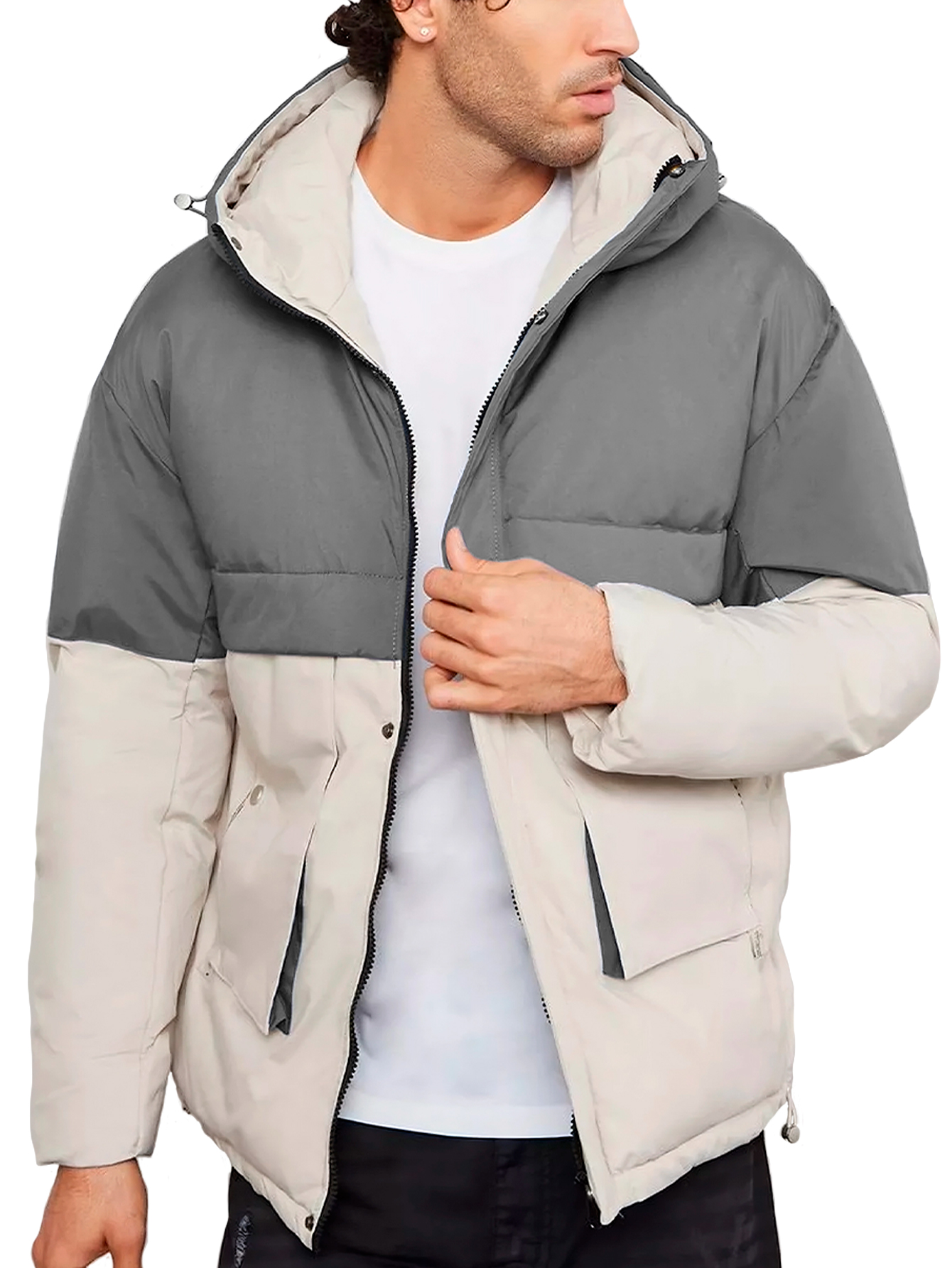 Foto 3 pulgar | Chamarra De Invierno Térmica Con Capucha King B Gris Jaspe para Hombre