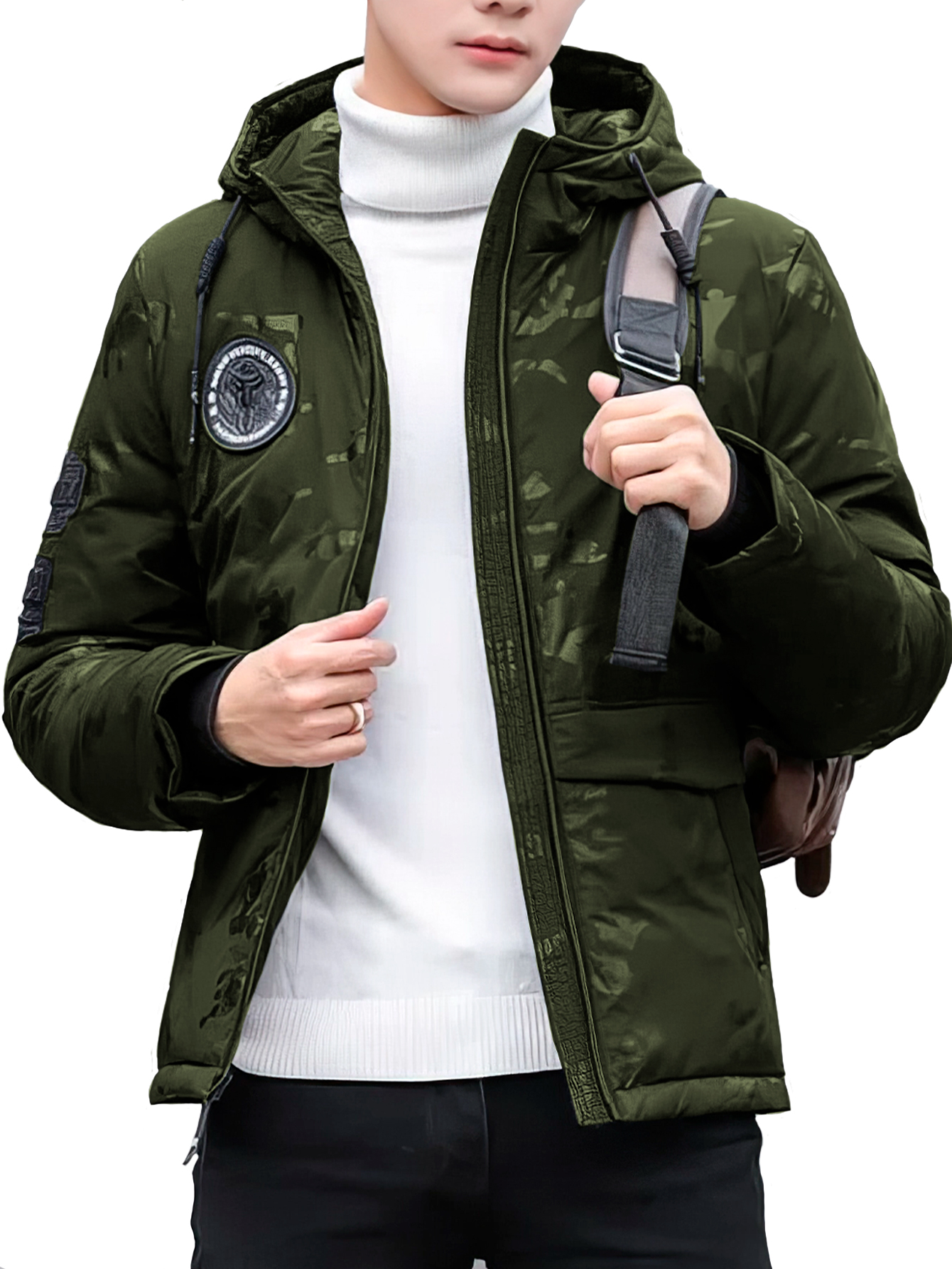 Foto 4 pulgar | Chamarra Chaqueta Casual De Calidad Premium Verde Chico para Hombre