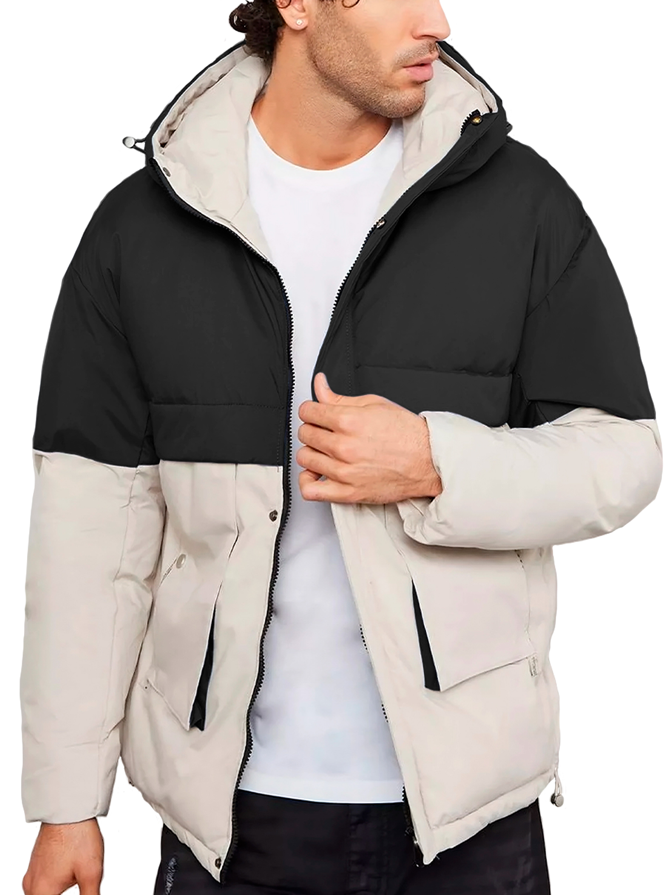Foto 2 | Chamarra De Invierno Térmica Con Capucha King B Negro para Hombre