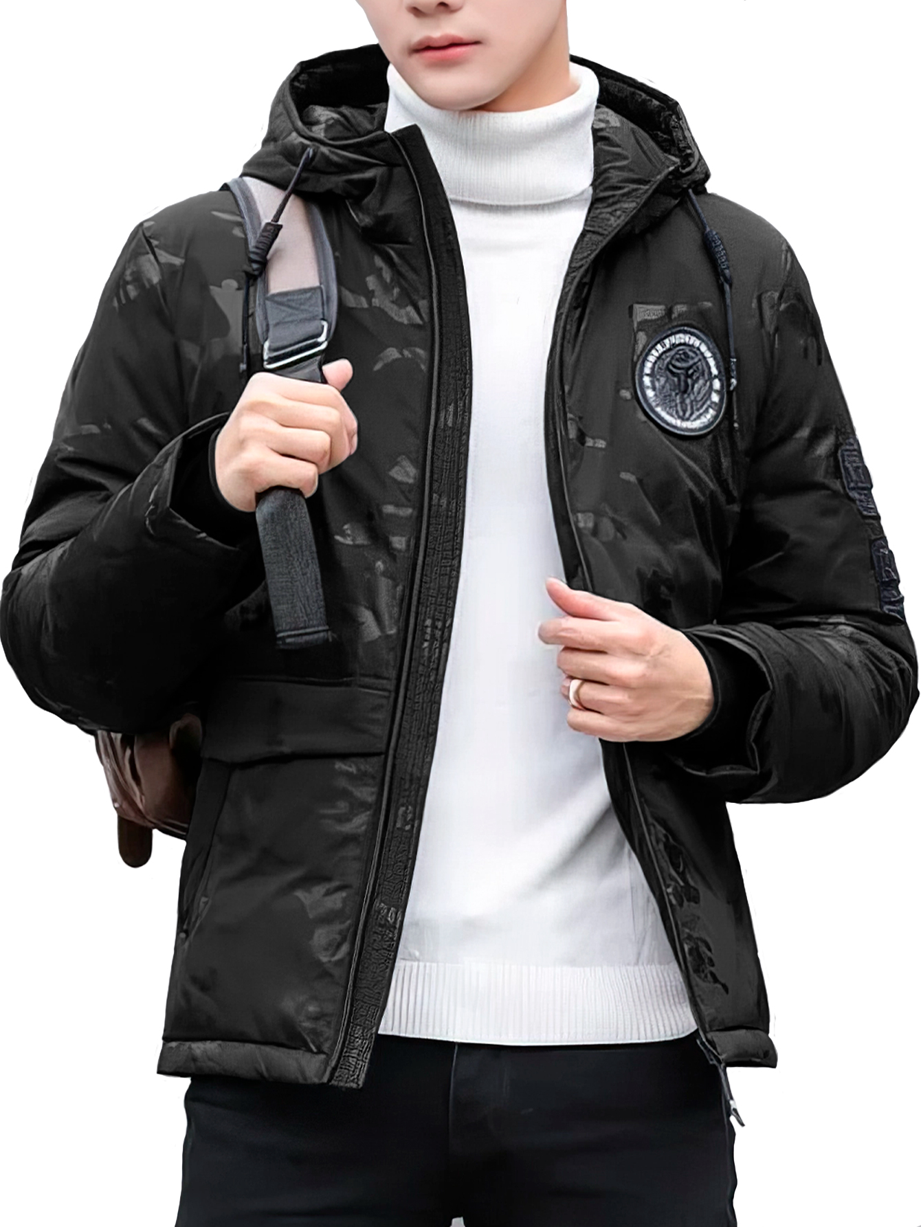 Foto 2 pulgar | Chamarra Chaqueta Casual De Calidad Premium Negro Chico para Hombre