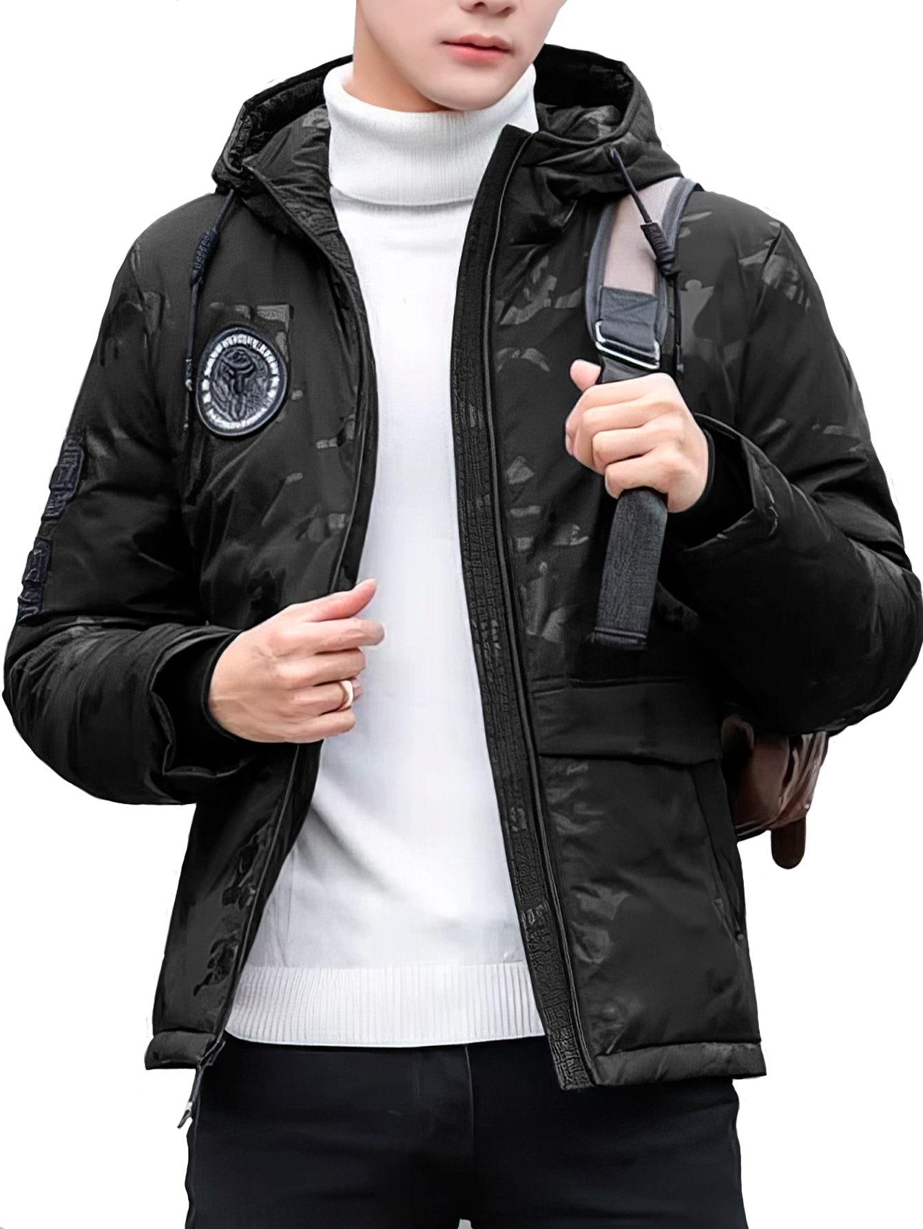 Foto 3 pulgar | Chamarra Chaqueta Casual De Calidad Premium Negro Chico para Hombre