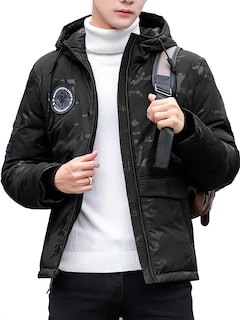 Foto 2 | Chamarra Chaqueta Casual De Calidad Premium Negro Chico para Hombre