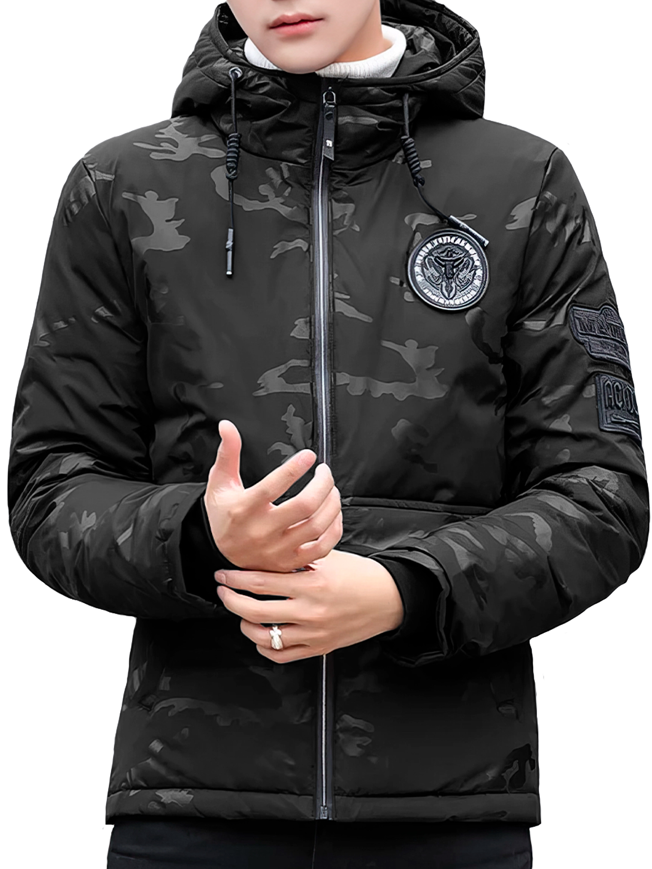 Foto 4 pulgar | Chamarra Chaqueta Casual De Calidad Premium Negro Chico para Hombre