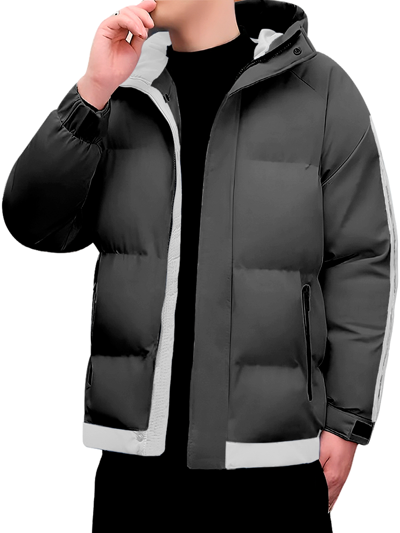 Foto 2 | Chamarra Térmica Shendy Vendy Gris Oscuro con Capucha para Hombre