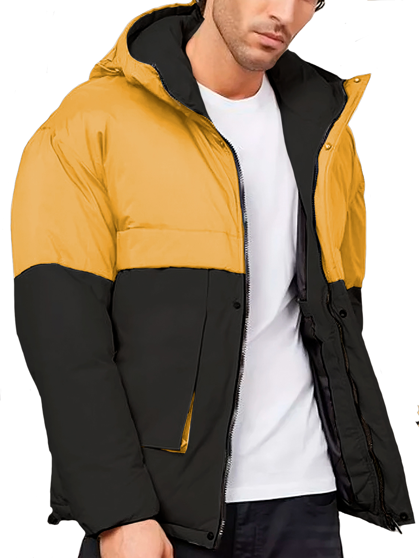 Chamarra Térmica Shendy Vendy Negra con Amarillo con Capucha para Hombre