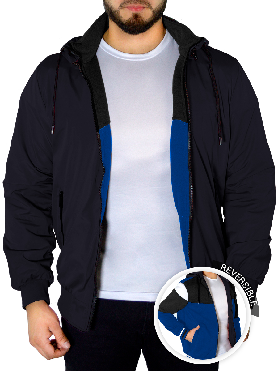 Foto 3 pulgar | Chamarra Térmica Hoddie Doble Vista Con Capucha Desmontable Azul para Hombre