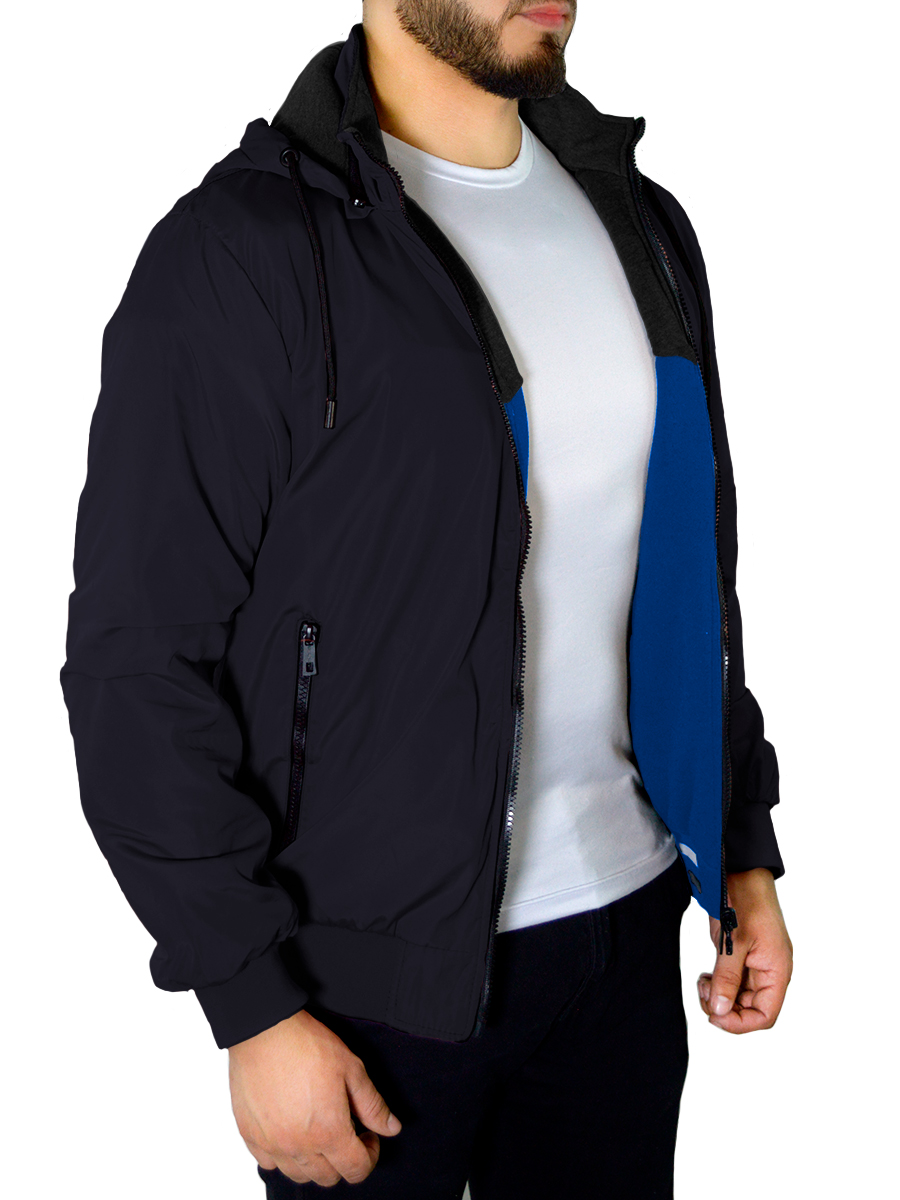 Foto 4 pulgar | Chamarra Térmica Hoddie Doble Vista Con Capucha Desmontable Azul para Hombre