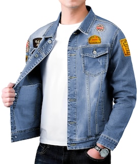 Foto 2 | Chamarra De Mezclilla Para Hombre Con Bolsillos Denim Azul Claro