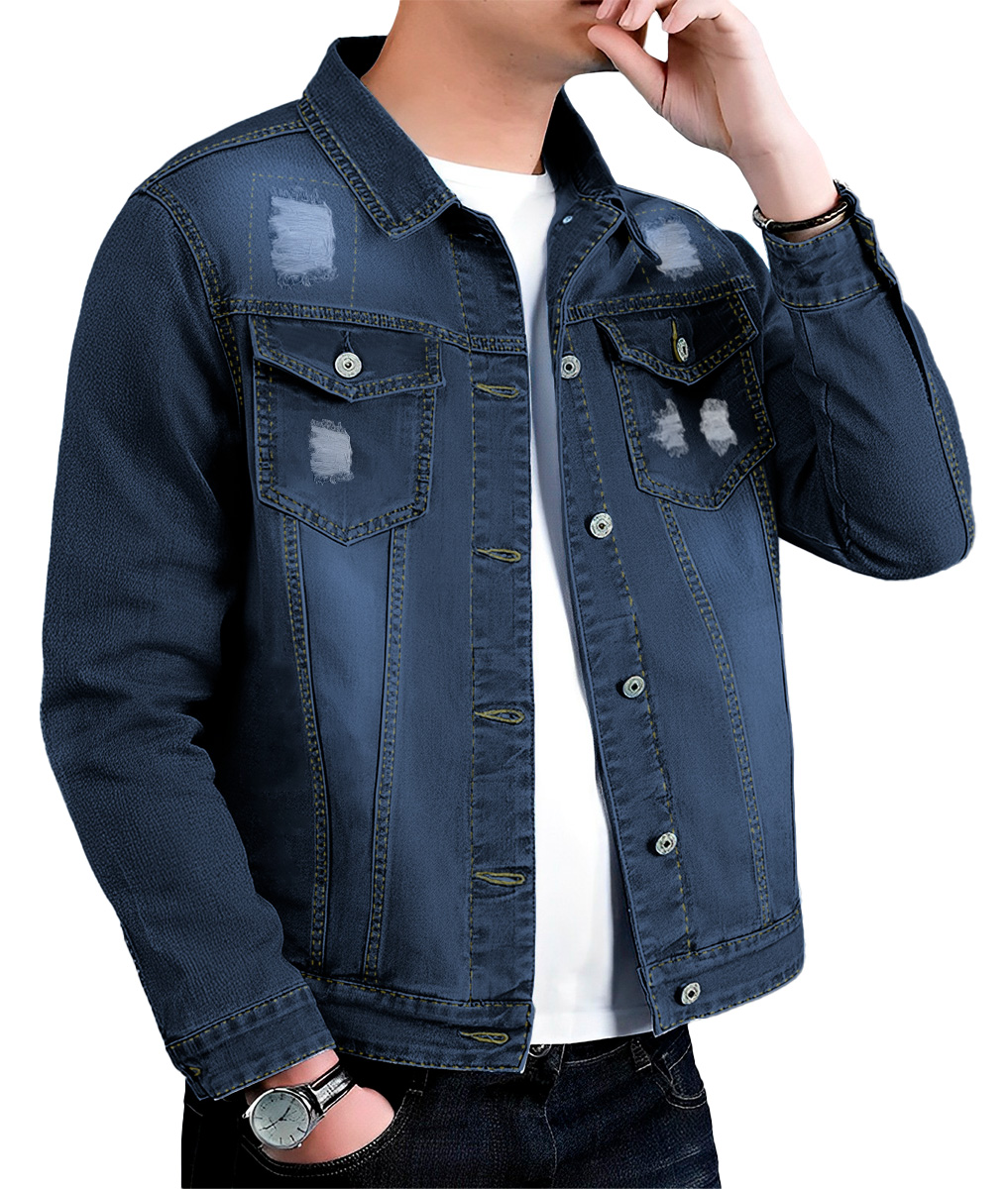 Foto 5 pulgar | Chamarra De Mezclilla Para Hombre Con Bolsillos Denim Azul Marino