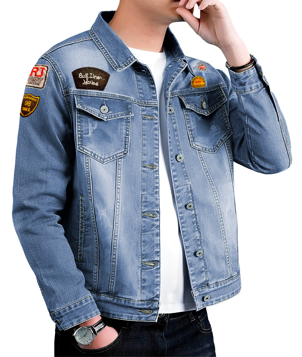 Foto 4 | Chamarra De Mezclilla Para Hombre Con Bolsillos Denim Azul Claro