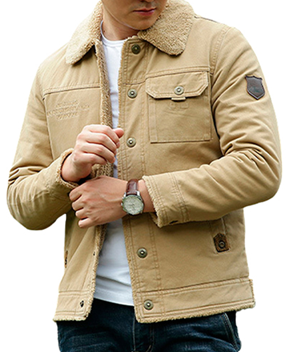 Foto 2 | Chamarra de Invierno con Peluche color Café para Hombre