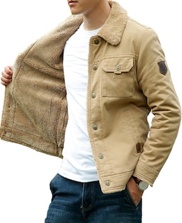 Foto 3 | Chamarra de Invierno con Peluche color Café para Hombre