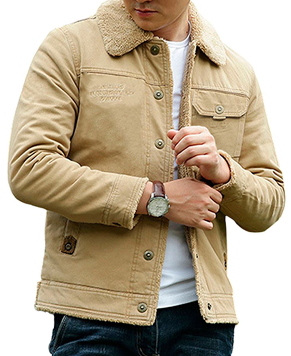 Foto 4 | Chamarra de Invierno con Peluche color Café para Hombre