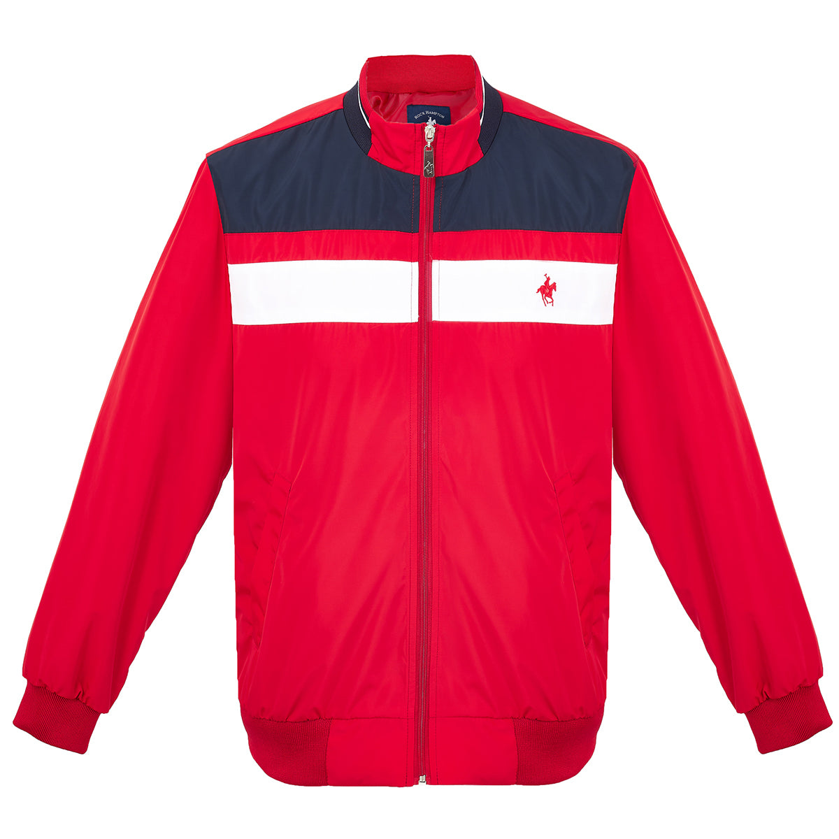 Chamarra Bomber Roja Franjas Polo Team