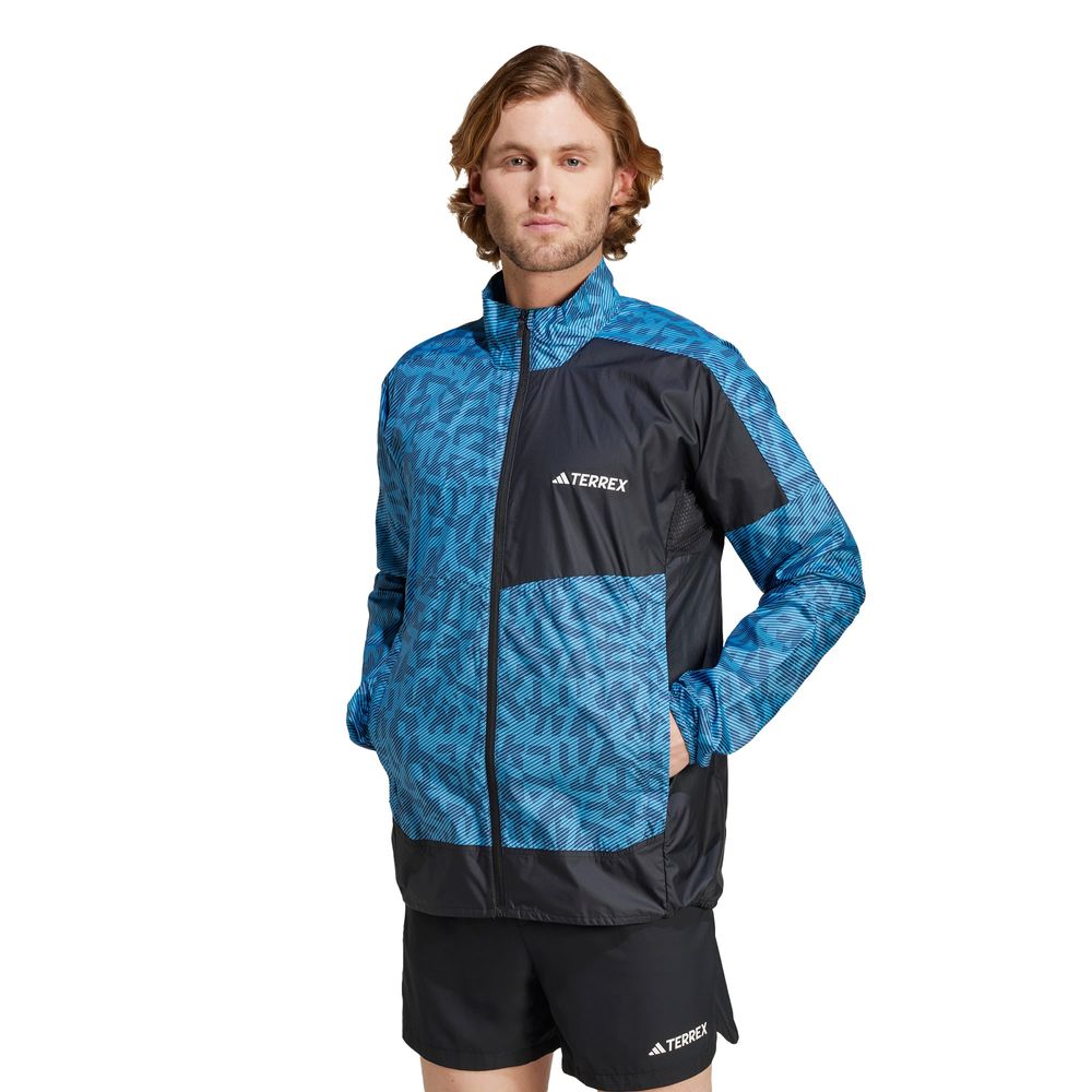 Foto 2 | Rompevientos Estampado Terrex Trail Running Adidas Azul Hombre