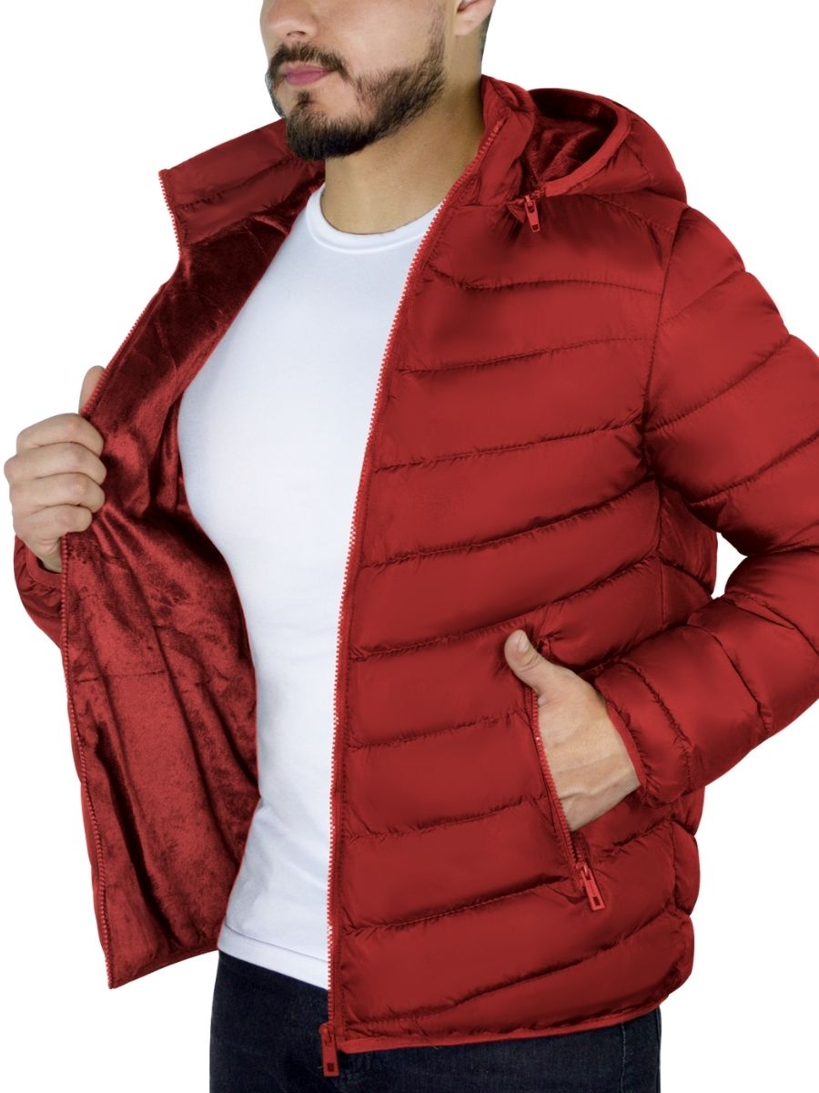 Foto 5 pulgar | Chamarra Basica Gorro Desmontable Hombre Rojo Tandera