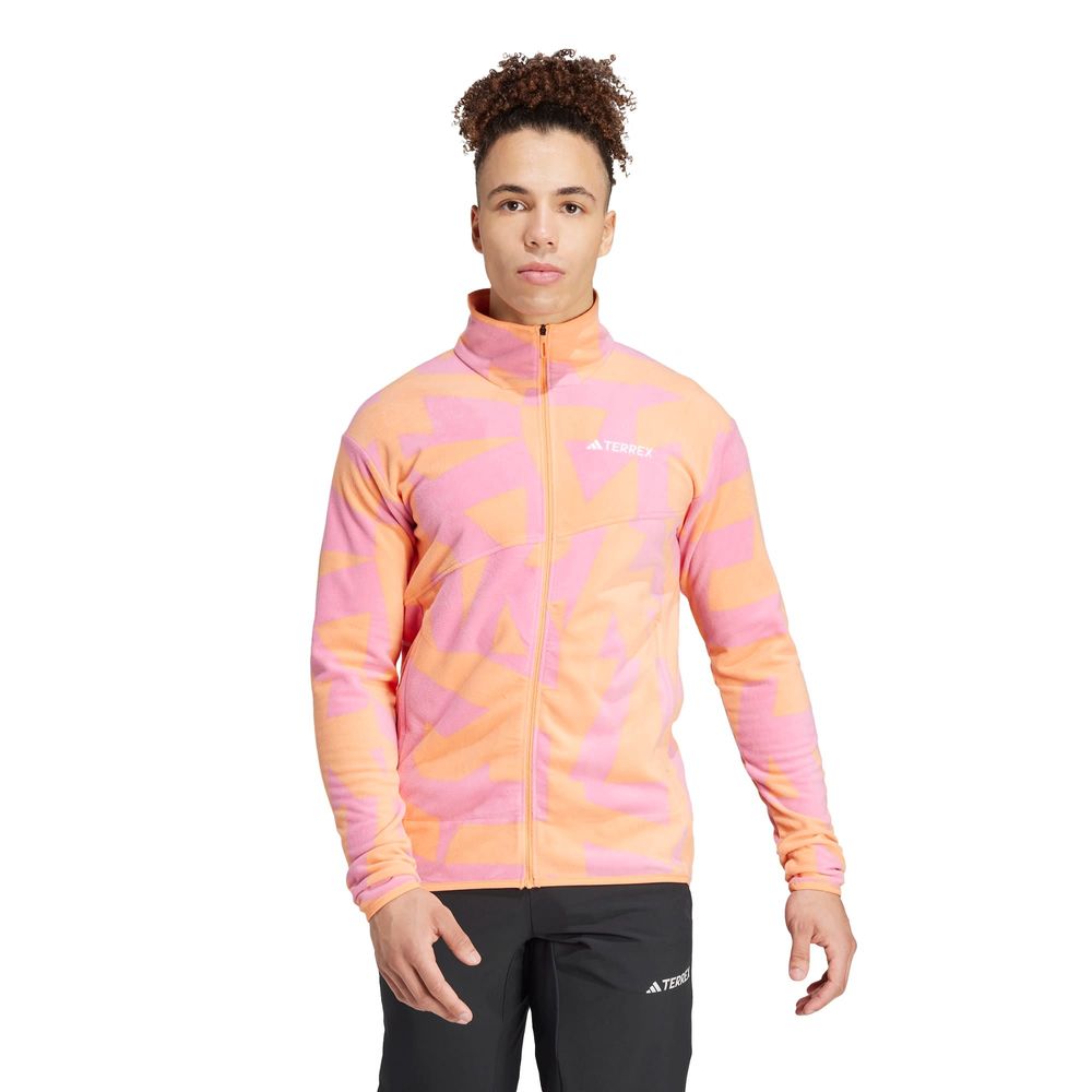 Foto 3 pulgar | Chamarra Terrex Multi Printed Full-zip Fleece Adidas Naranja Hombre