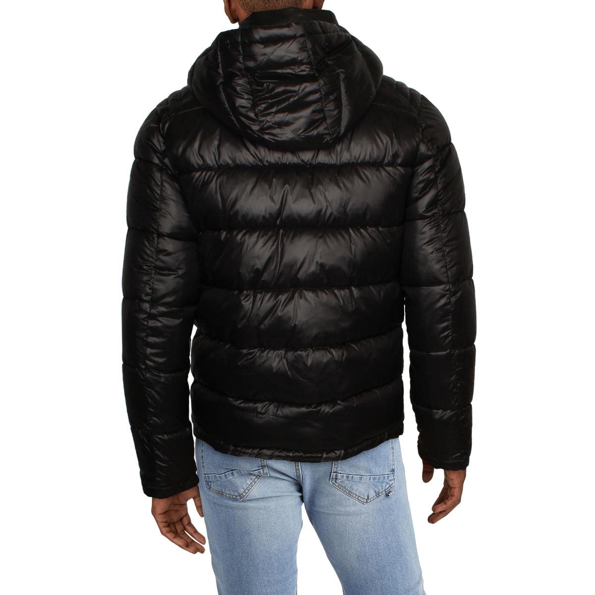 Foto 2 | Chaqueta Acolchada Guess De Peso Medio Con Capucha Extraíble Para Hombre, Color Negro - Venta Internacional.