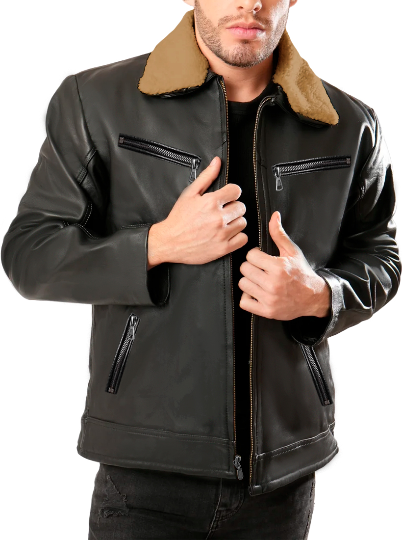 Foto 1 | Chamarra Shendy Vendy Chaqueta Vinipiel Tipo Biker para Hombre