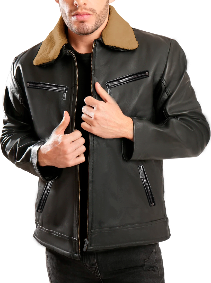 Foto 2 | Chamarra Shendy Vendy Chaqueta Vinipiel Tipo Biker para Hombre