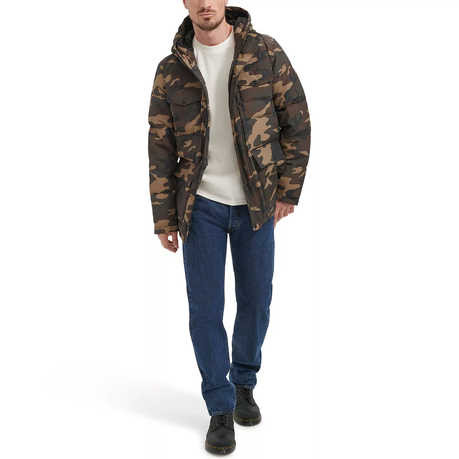 Chamarra Levi's Parka Alcolchada Resistente Con Gorro Ajustable Estilo Y Confort Chaqueta Para Hombre