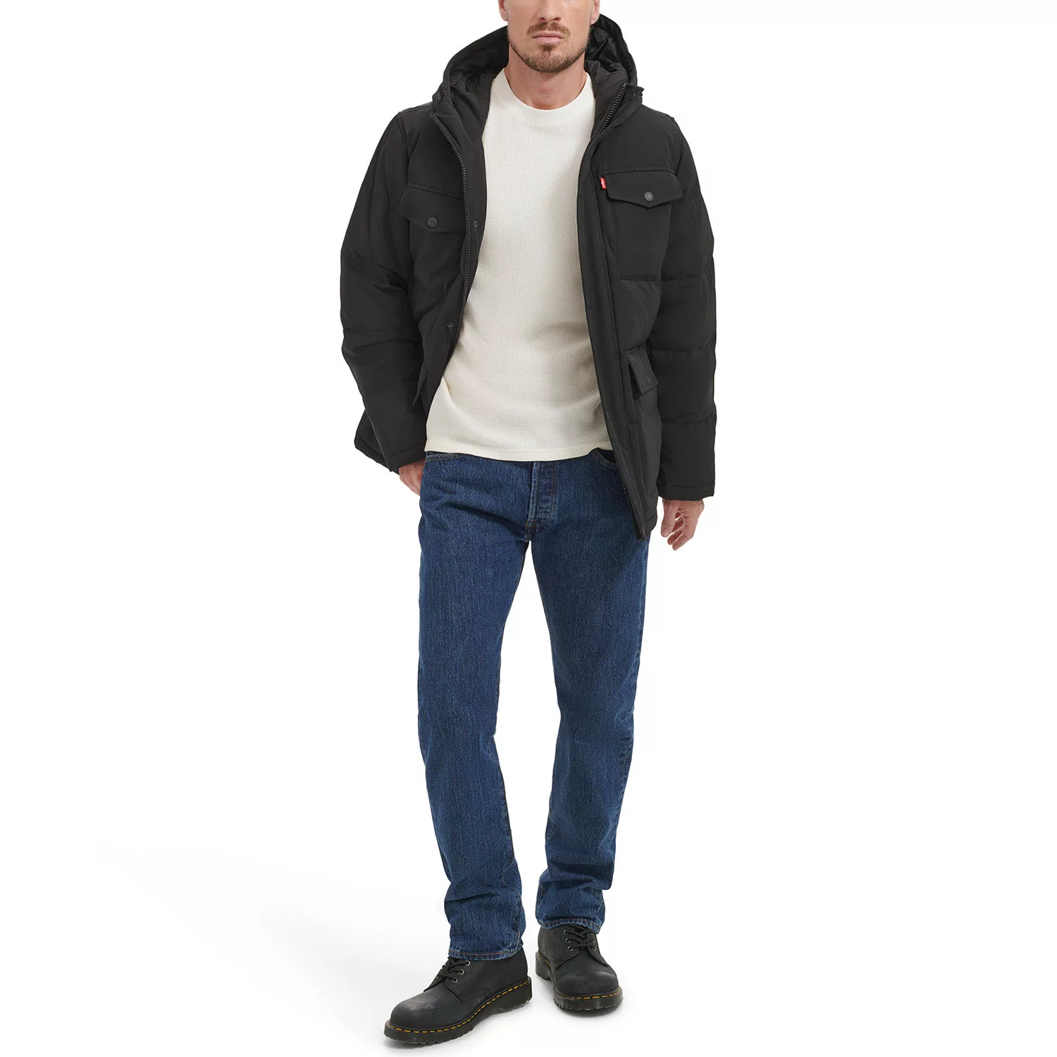 Chamarra Levi's Parka Alcolchada Resistente Con Gorro Ajustable Estilo Y Confort Chaqueta Para Hombre