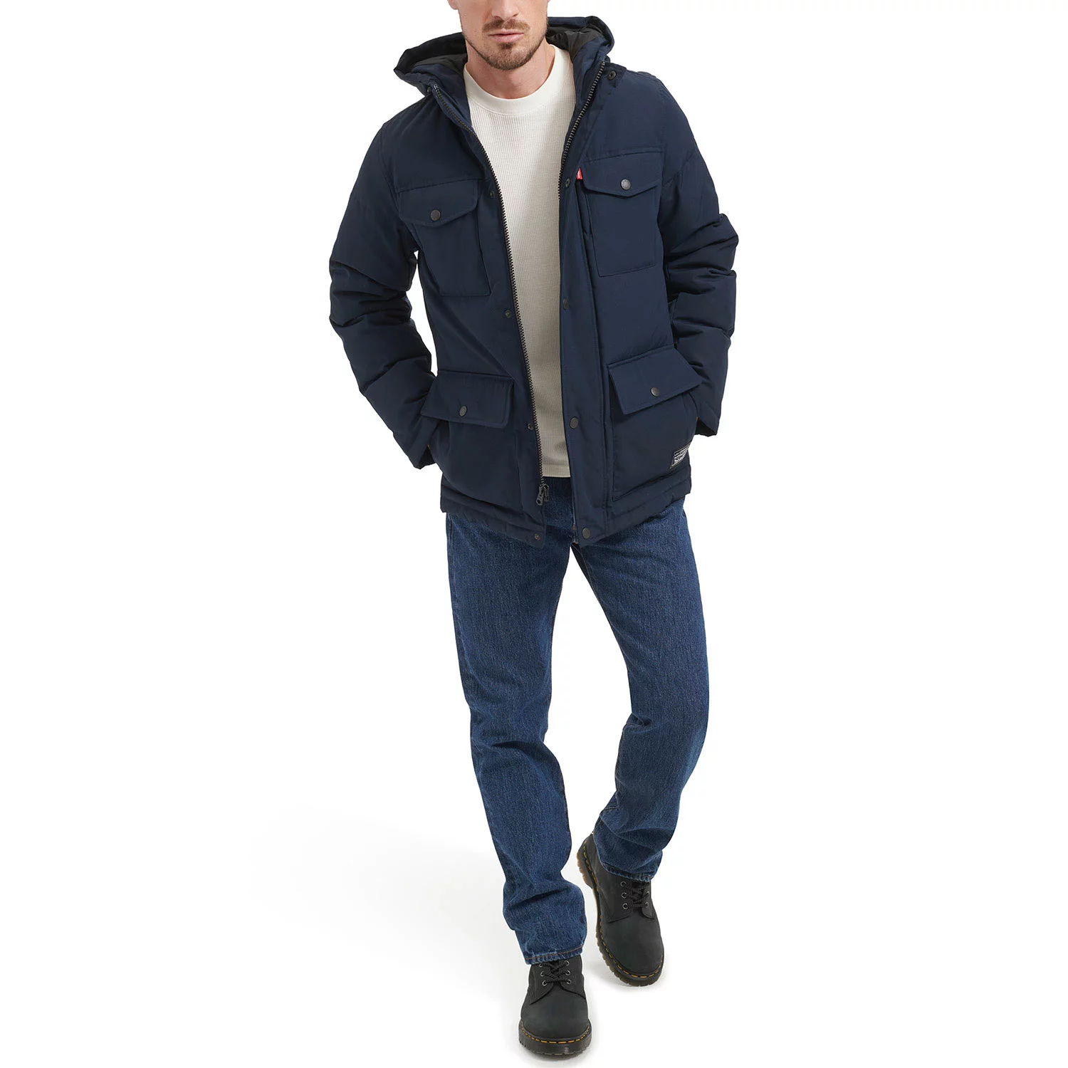 Chamarra Levi's Parka Alcolchada Resistente Con Gorro Ajustable Estilo Y Confort Chaqueta Para Hombre