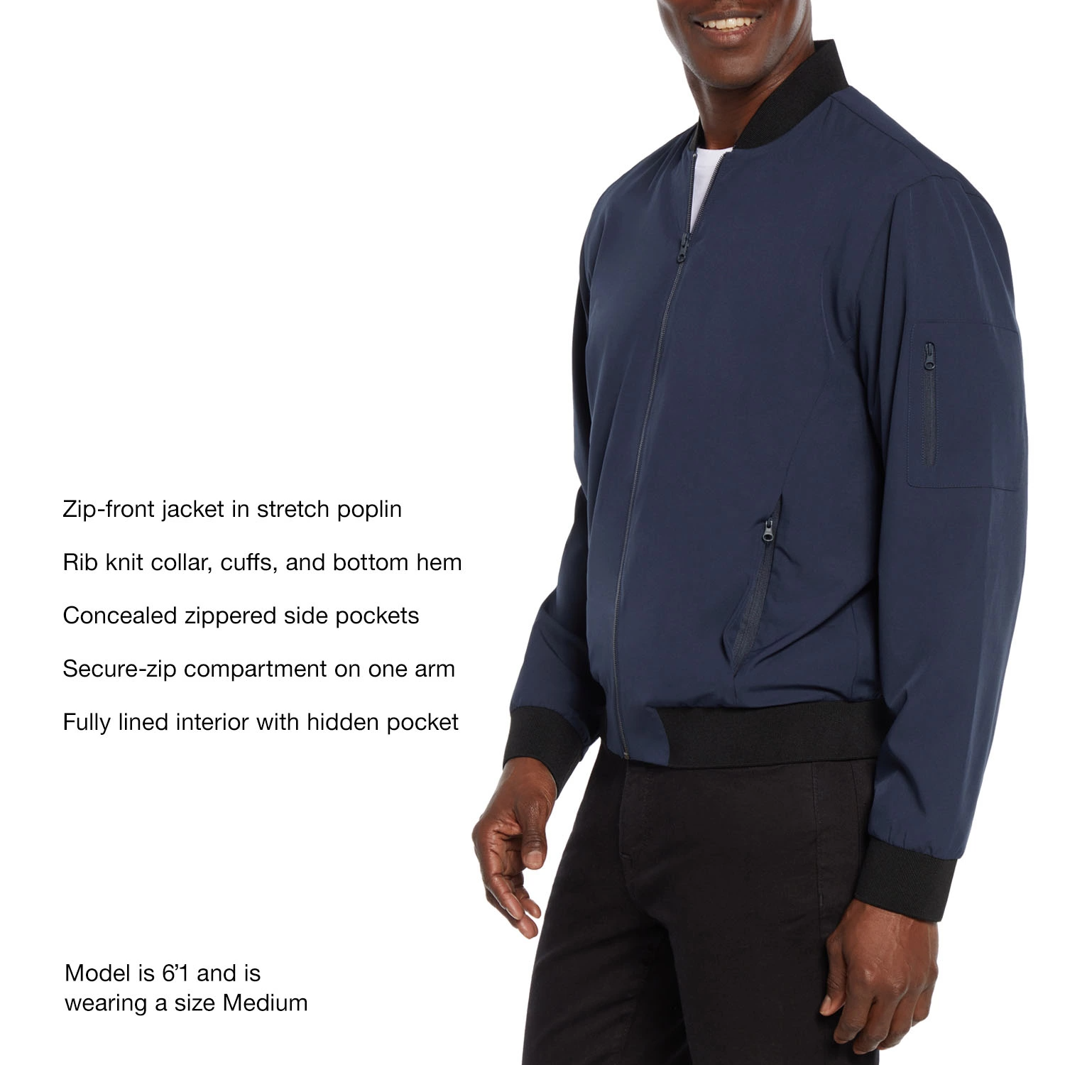 Foto 4 | Chamarra Express Bomber Ligera Azul para Hombre