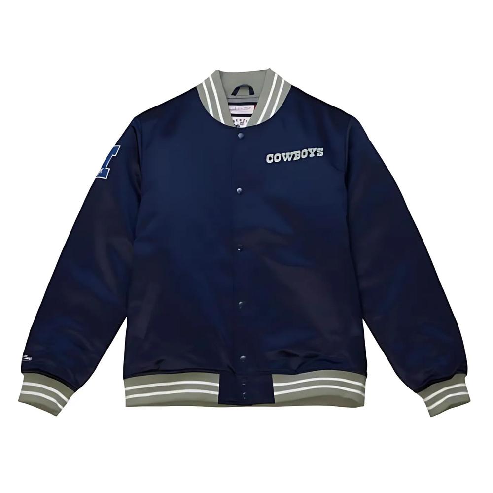 Foto 2 pulgar | Chaqueta Mitchell & Ness Heavyweight Satin Cowboys Unisex Azul