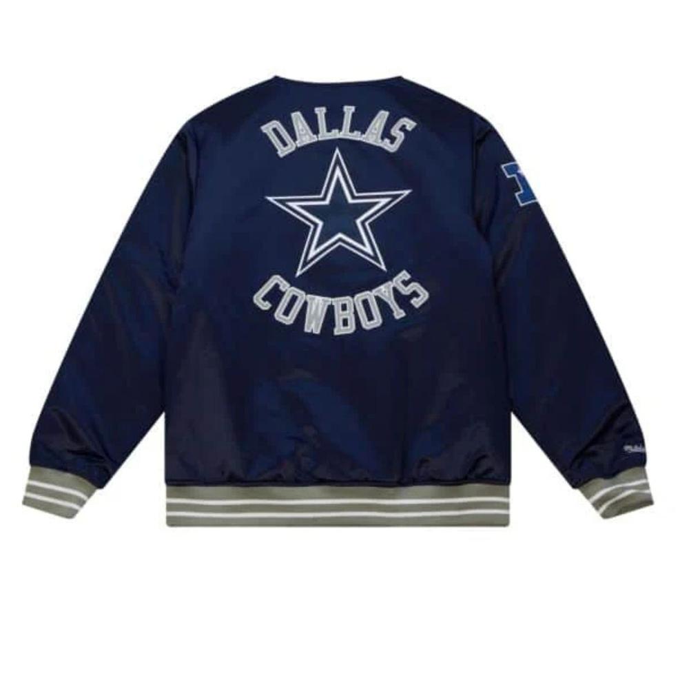 Foto 4 pulgar | Chaqueta Mitchell & Ness Heavyweight Satin Cowboys Unisex Azul