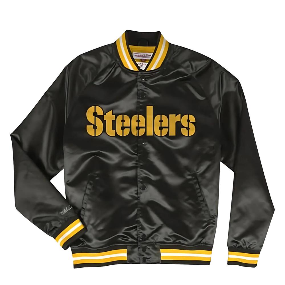 Foto 2 pulgar | Chaqueta Mitchell & Ness Lightweight Satin Jacket Steelers Negro