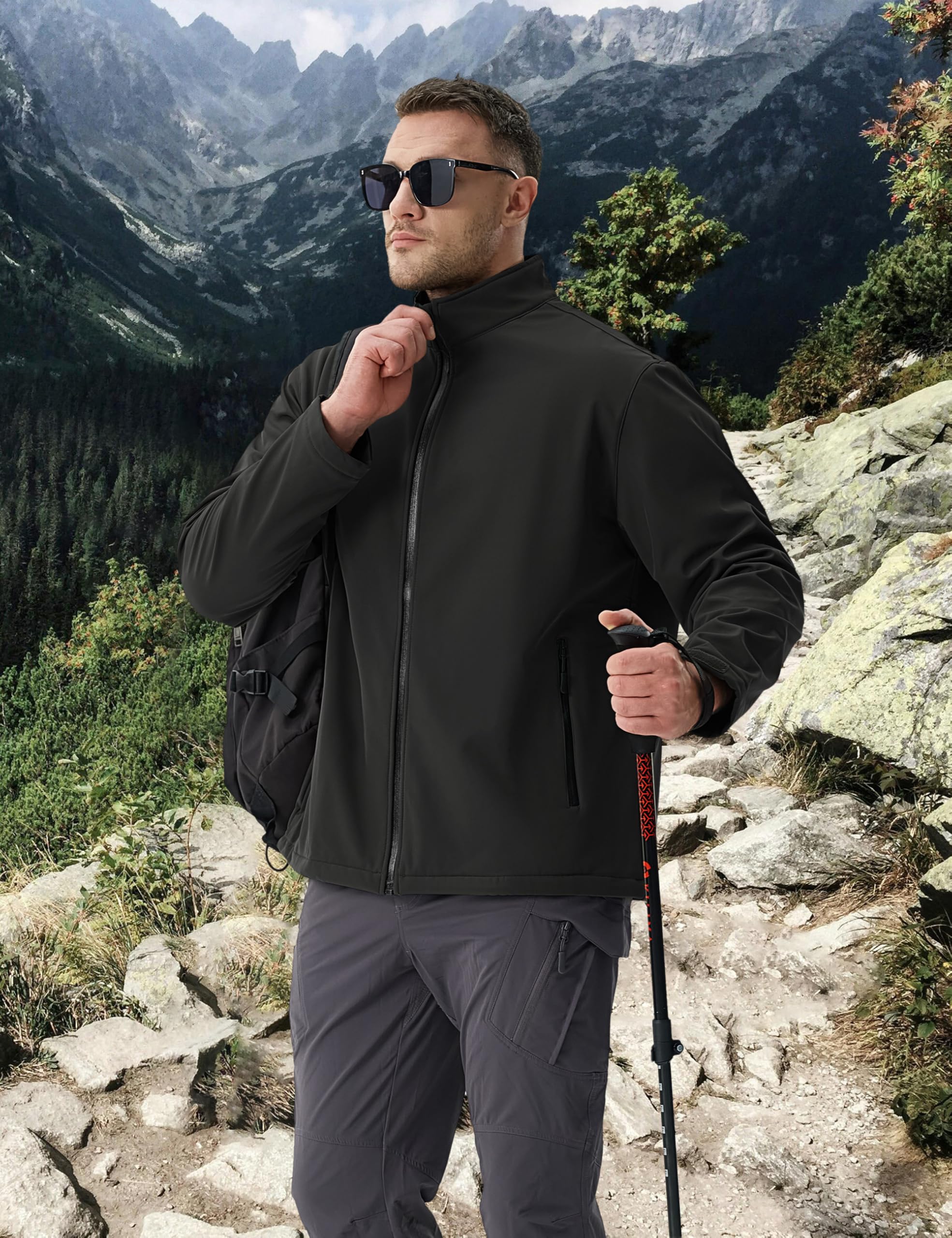 Foto 7 pulgar | Chaqueta Softshell Tacvasen para Hombre con Forro Polar Negro - Venta Internacional