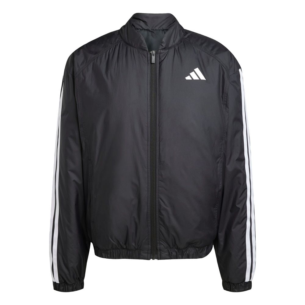Foto 2 pulgar | Chamarra Bómber Térmica Essentials 3 Franjas Adidas Negro Hombre