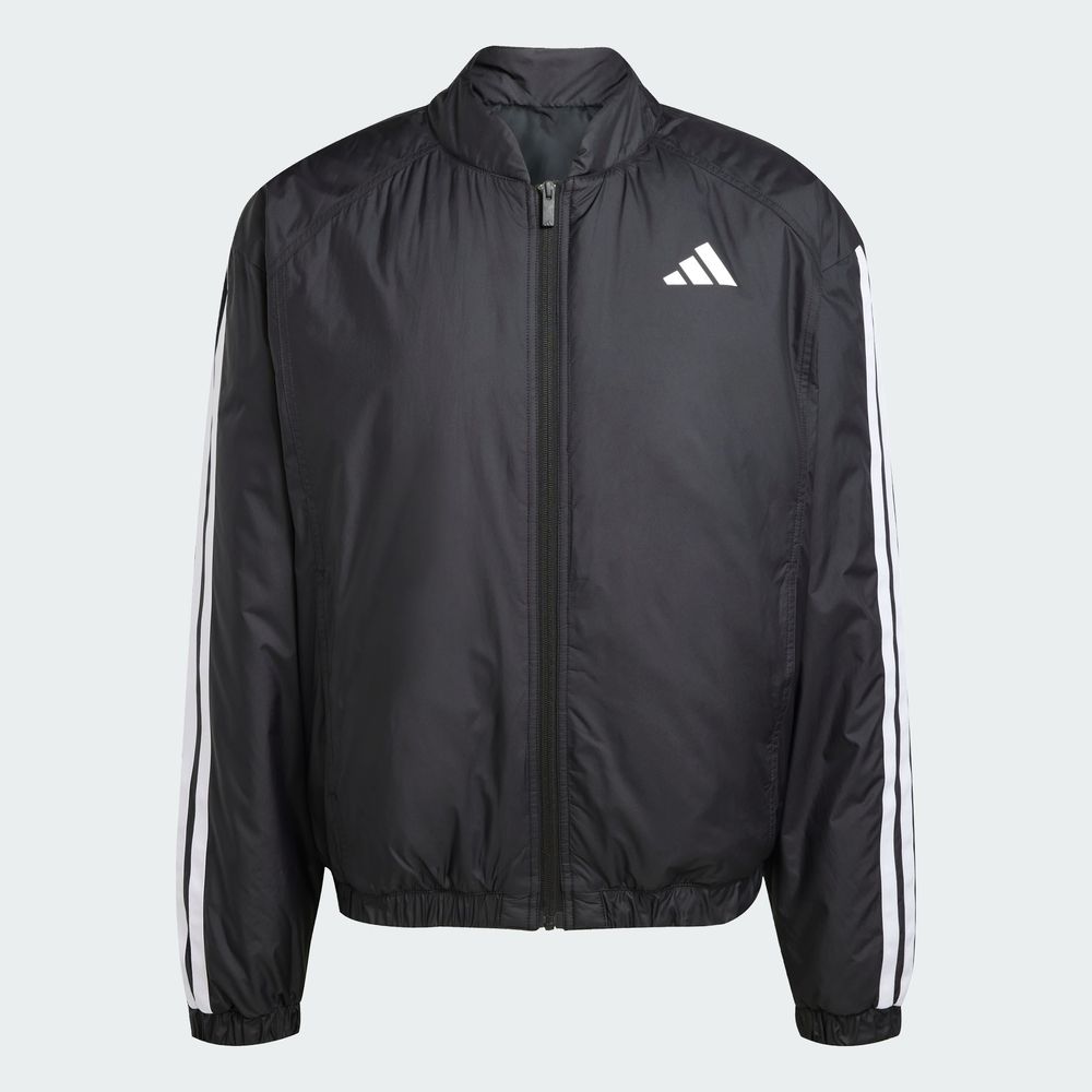 Foto 4 pulgar | Chamarra Bómber Térmica Essentials 3 Franjas Adidas Negro Hombre