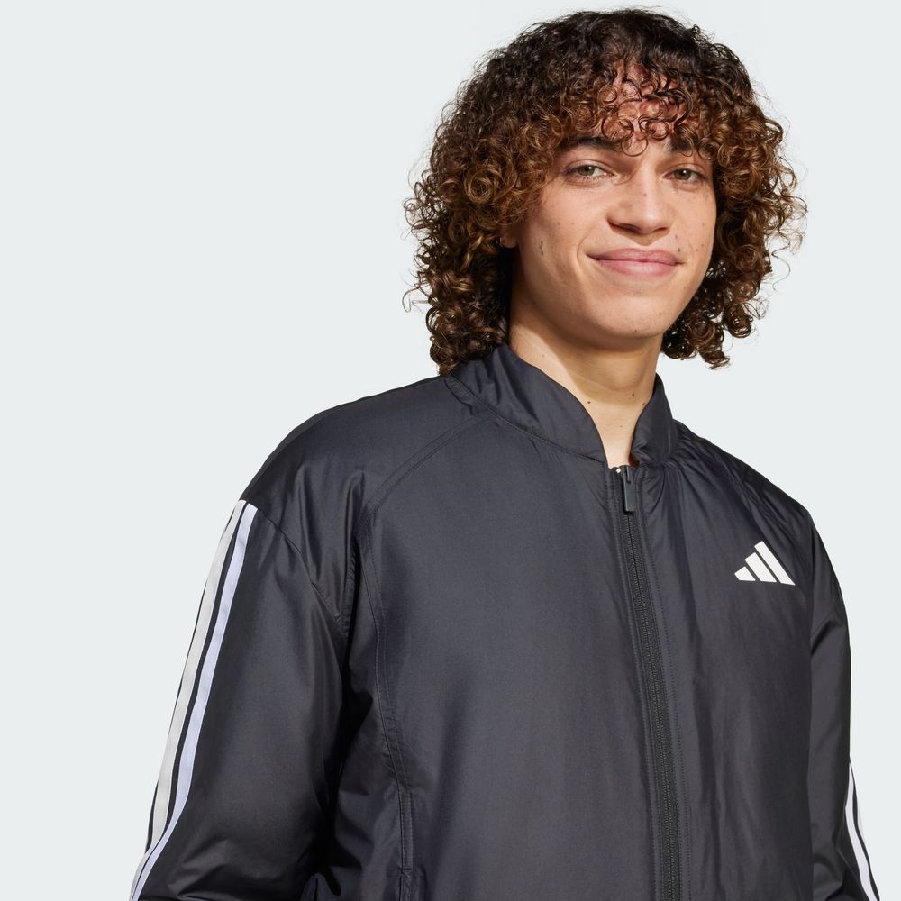 Foto 6 | Chamarra Bómber Térmica Essentials 3 Franjas Adidas Negro Hombre