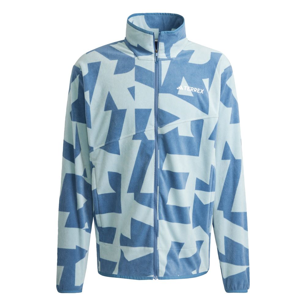 Foto 1 | Chamarra Terrex Multi Printed Full-zip Fleece Adidas Gris Hombre