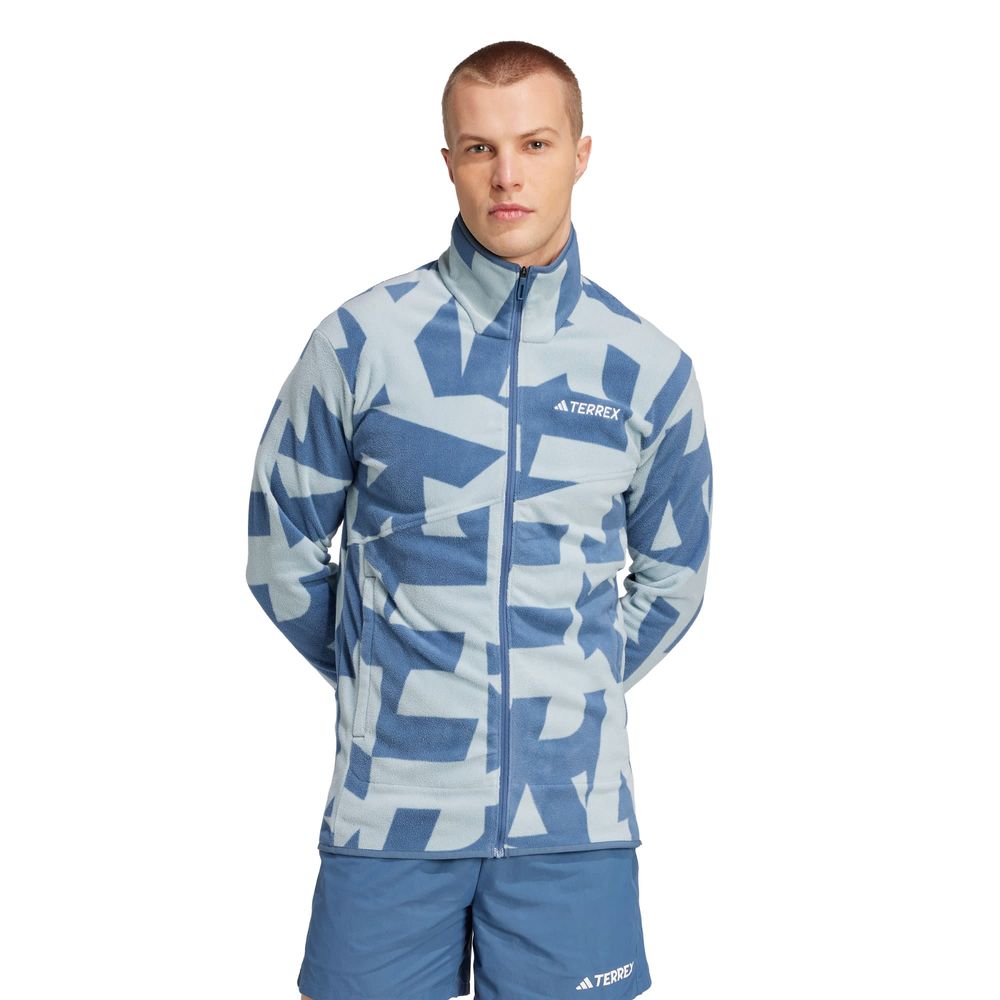 Foto 2 | Chamarra Terrex Multi Printed Full-zip Fleece Adidas Gris Hombre