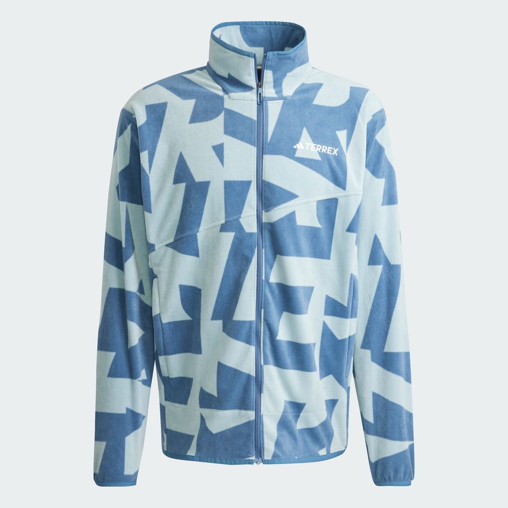Foto 3 | Chamarra Terrex Multi Printed Full-zip Fleece Adidas Gris Hombre
