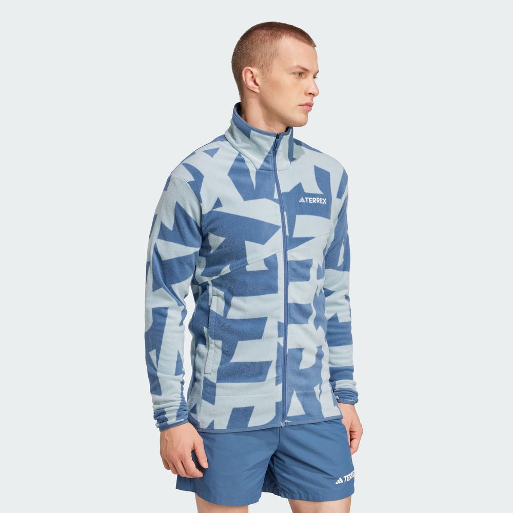 Foto 5 | Chamarra Terrex Multi Printed Full-zip Fleece Adidas Gris Hombre