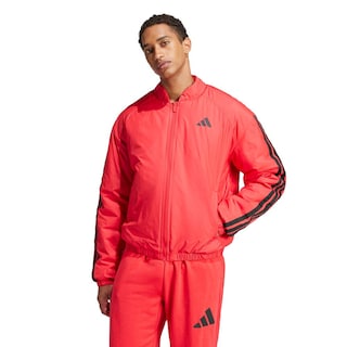 Foto 2 | Chamarra Bómber Térmica Essentials 3 Franjas Adidas Rojo Hombre