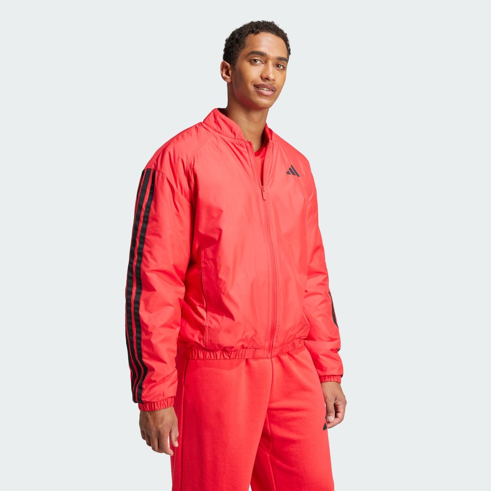 Foto 5 | Chamarra Bómber Térmica Essentials 3 Franjas Adidas Rojo Hombre