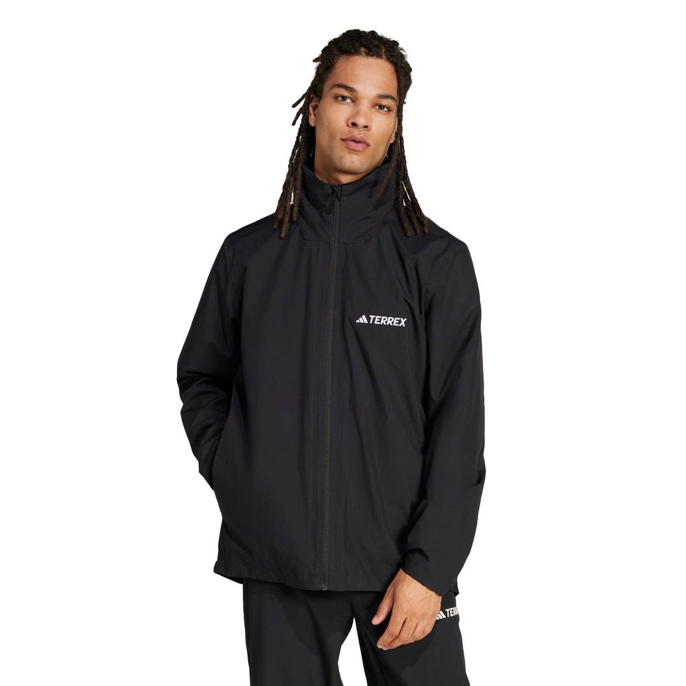 Foto 3 pulgar | Chamarra Para Lluvia Multi Essentials 2l Adidas Negro Hombre