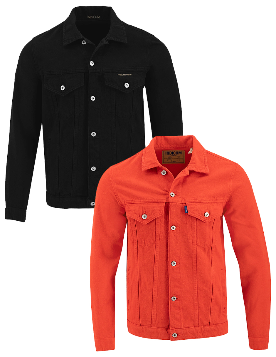 Set De 2 Chamarras Indicum Denim Básicas Negro, Rojo Hombre