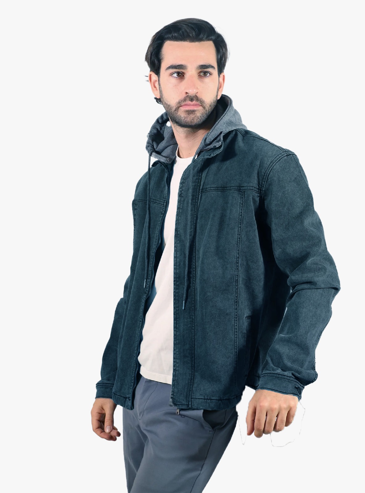 Foto 1 | Chamarra De Mezclilla  De Hombre Con Gorro