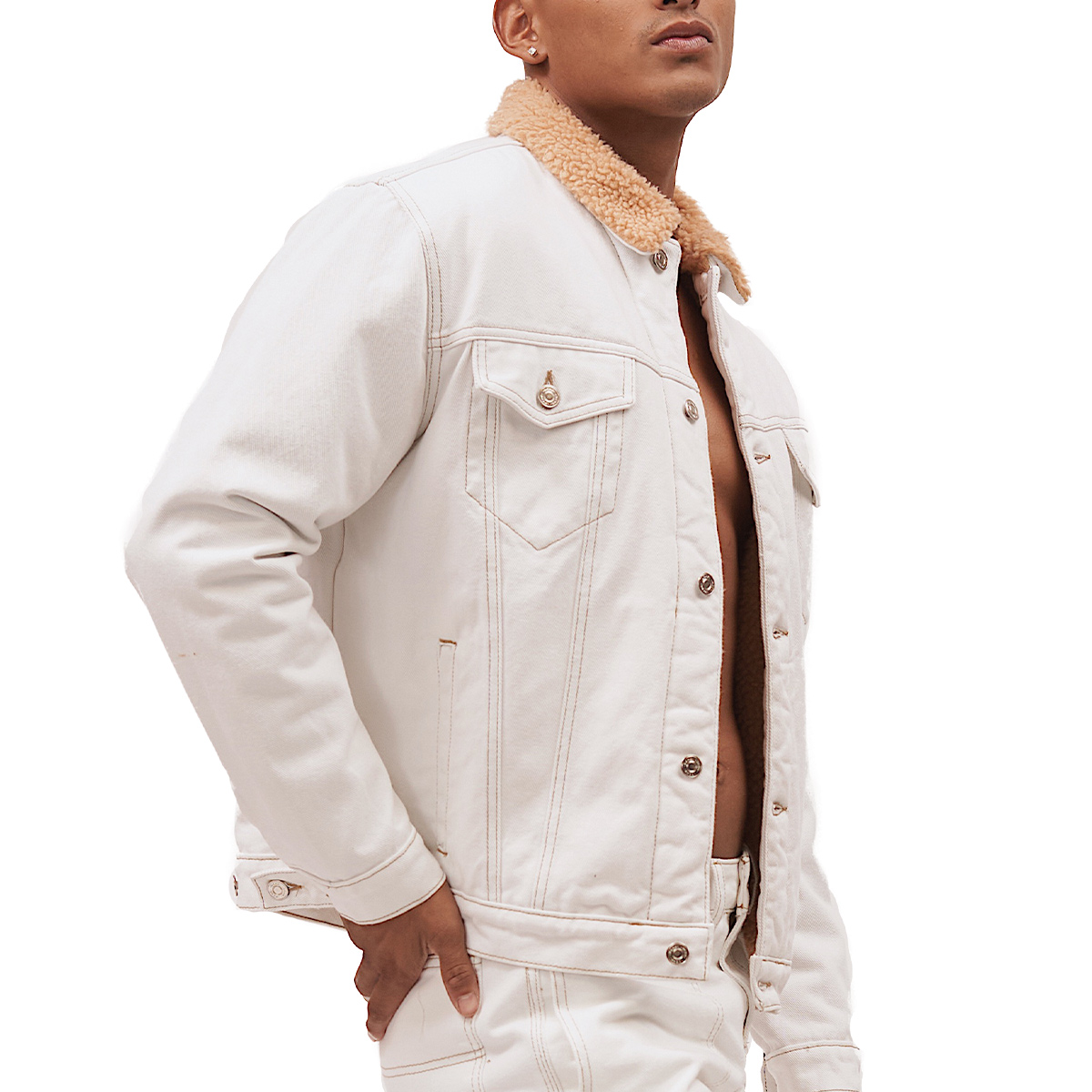 Foto 2 | Chamarra de Mezclilla Mchk 8073 Blanca para Hombre