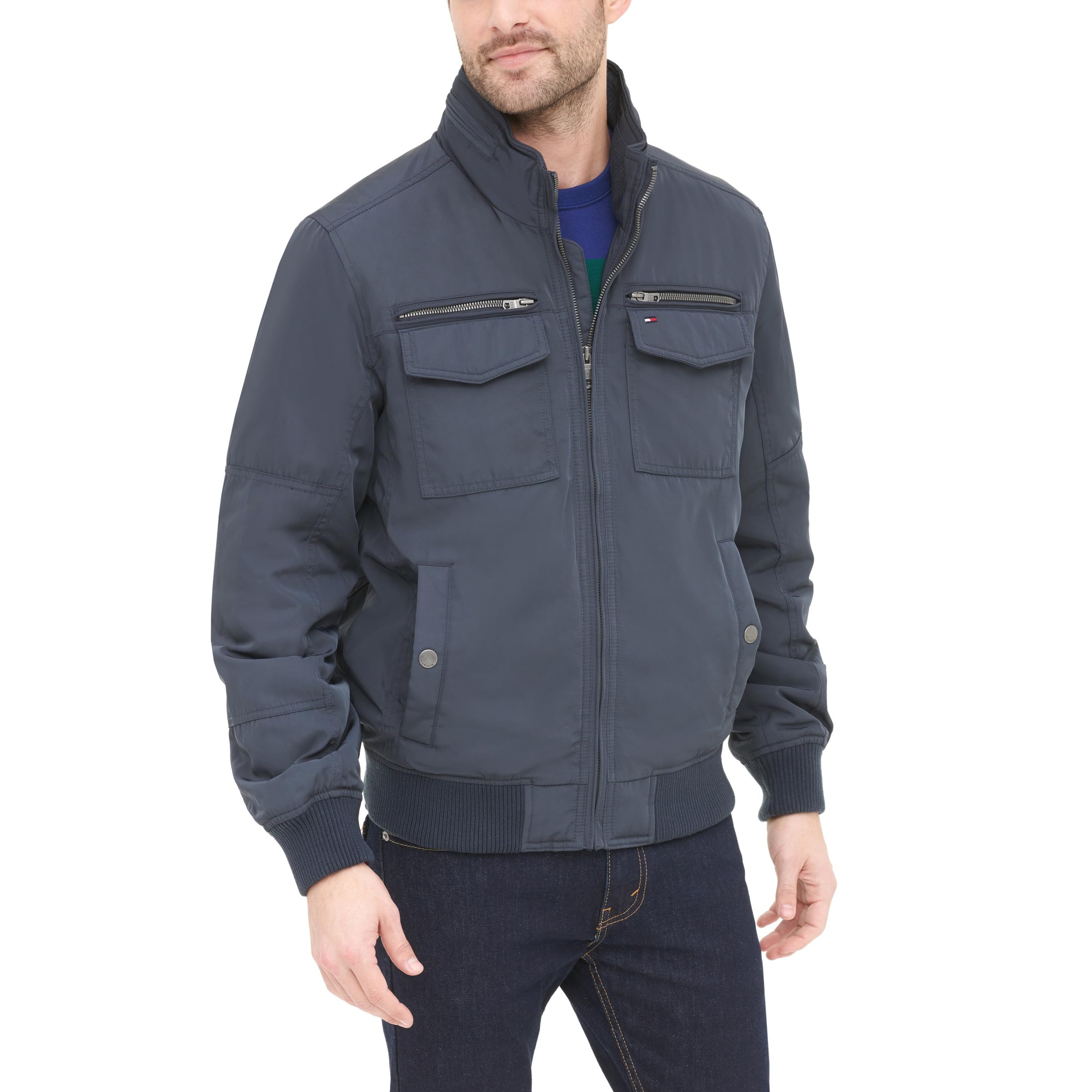 Chaqueta Tommy Hilfiger Ligera De Microsarga Azul Marino Xxl Para Hombre - Venta Internacional.